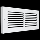 12x4 White Steel Baseboard Return Air Grille, 7/8" Turnback Depth