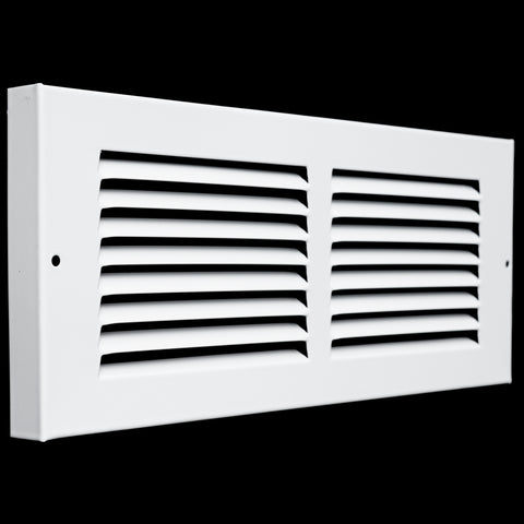 12 x 4-inch White Steel baseboard return grille, angled view
