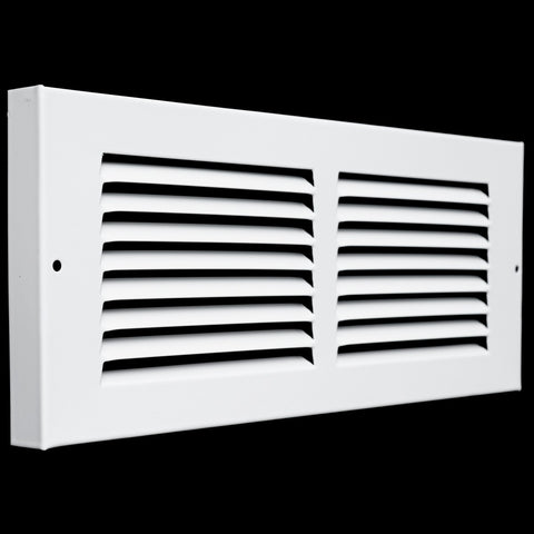 12"x4" Steel Baseboard Return Air Grille | White | Outer Dimension: 13-3/4"W X 5-3/4"H
