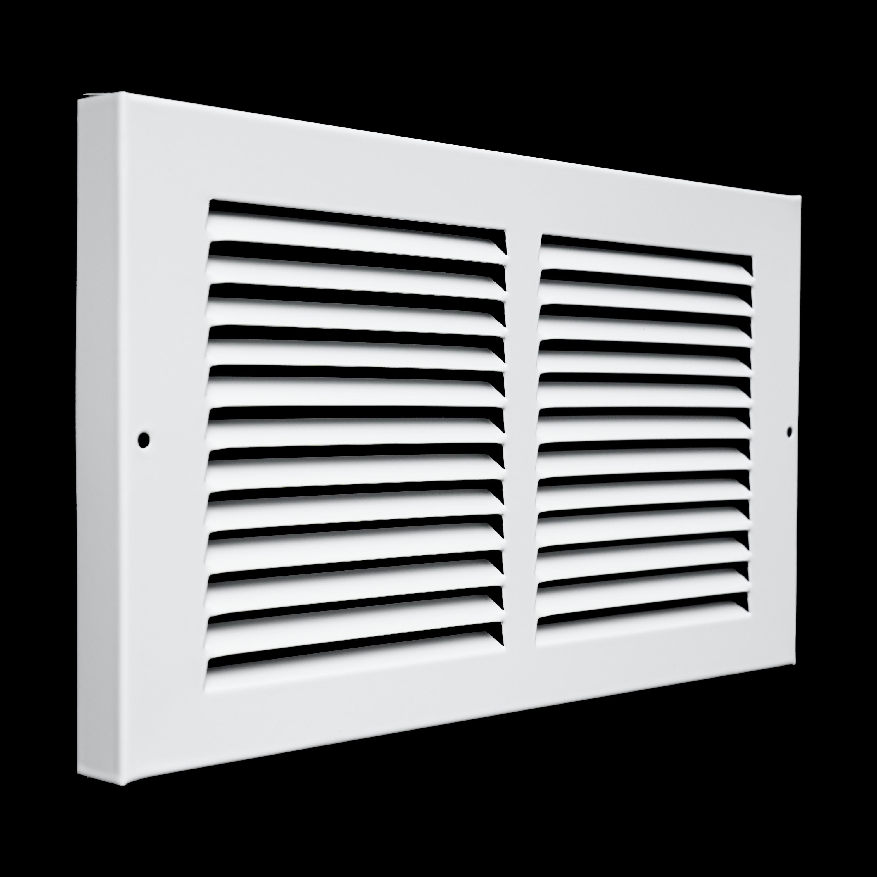12 x 6-inch White Steel baseboard return grille, angled view