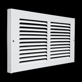 12x6 White Steel Baseboard Return Air Grille, 7/8" Turnback Depth