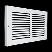 12 x 6-inch White Steel baseboard return grille, angled view