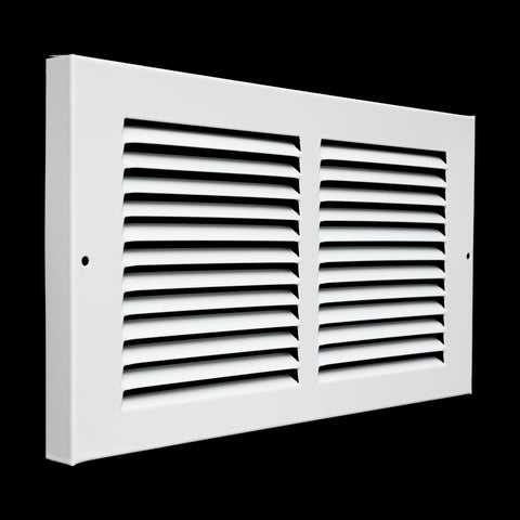 12"x6" Steel Baseboard Return Air Grille | White | Outer Dimension: 13-3/4"W X 7-3/4"H