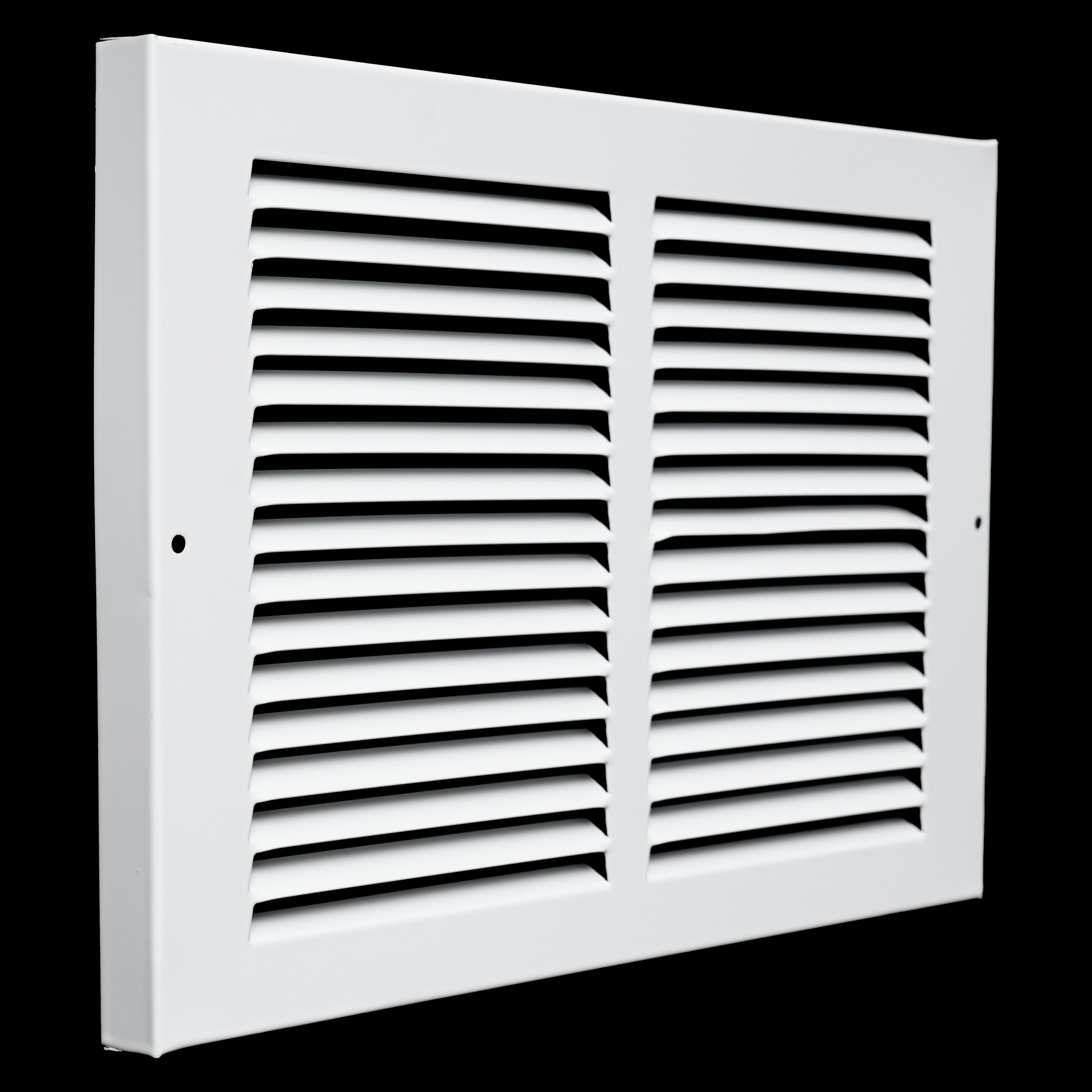 12 x 8-inch White Steel baseboard return grille, angled view