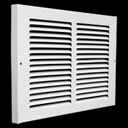 12 x 8-inch White Steel baseboard return grille, angled view