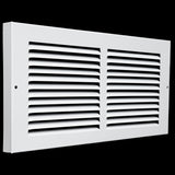 14x6 White Steel Baseboard Return Air Grille, 7/8" Turnback Depth