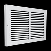 14 x 8-inch White Steel baseboard return grille, angled view
