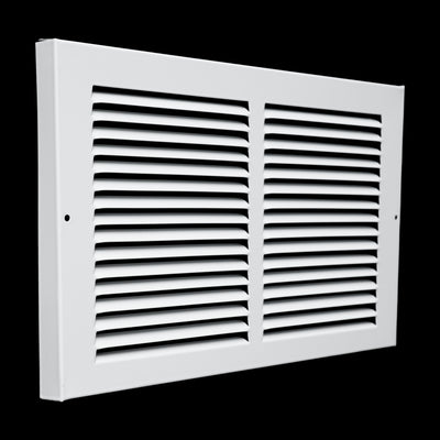 14x8 White Steel Baseboard Return Air Grille, 7/8" Turnback Depth