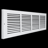 24x6 White Steel Baseboard Return Air Grille, 7/8" Turnback Depth