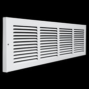24 x 6-inch White Steel baseboard return grille, angled view