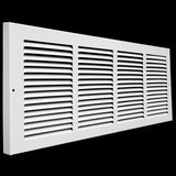 24x8 White Steel Baseboard Return Air Grille, 7/8" Turnback Depth