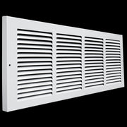 24 x 8-inch White Steel baseboard return grille, angled view