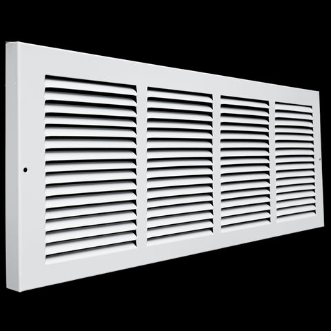 24 x 8-inch White Steel baseboard return grille, angled view