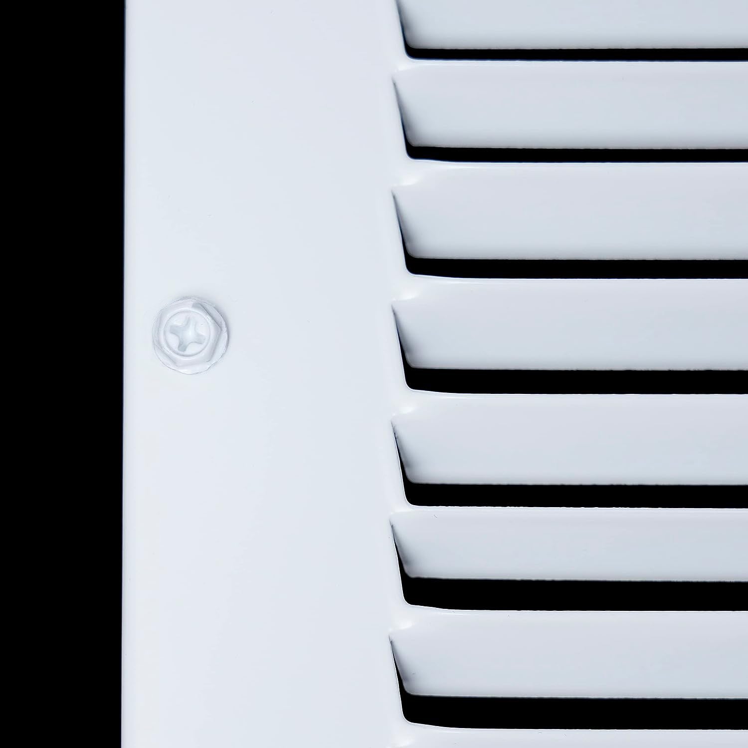30 x 8-inch White Steel baseboard return grille, mounting screw detail