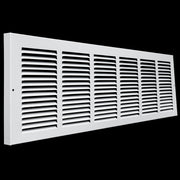 30 x 8-inch White Steel baseboard return grille, angled view