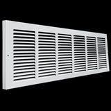 30"x8" Steel Baseboard Return Air Grille | White | Outer Dimension: 31-3/4"W X 9-3/4"H