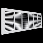 30 x 8-inch White Steel baseboard return grille, angled view