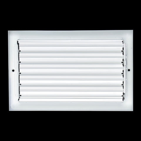 10 x 6-inch White Steel baseboard supply register, rear view