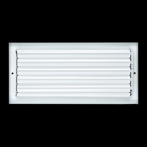 14 x 6-inch White Steel baseboard supply register, rear view