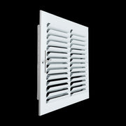 12 x 12-inch White Steel curved blade supply register, angled view