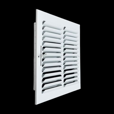 12"x12" 1-WAY Fixed Curved Blade Air Supply Diffuser | White | Outer Dimension: 13-3/4"W X 13-3/4"H
