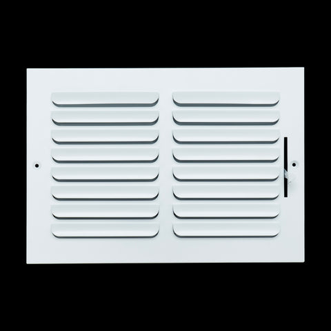 12"x8" 1-WAY Fixed Curved Blade Air Supply Diffuser | White | Outer Dimension: 13-3/4"W X 9-3/4"H
