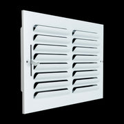 12 x 8-inch White Steel curved blade supply register, angled view