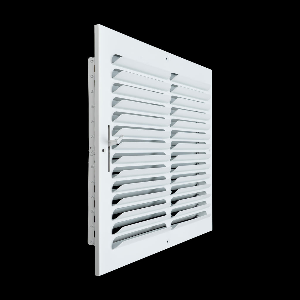 14"x14" 1-WAY Fixed Curved Blade Air Supply Diffuser | White | Outer Dimension: 15-3/4"W X 15-3/4"H
