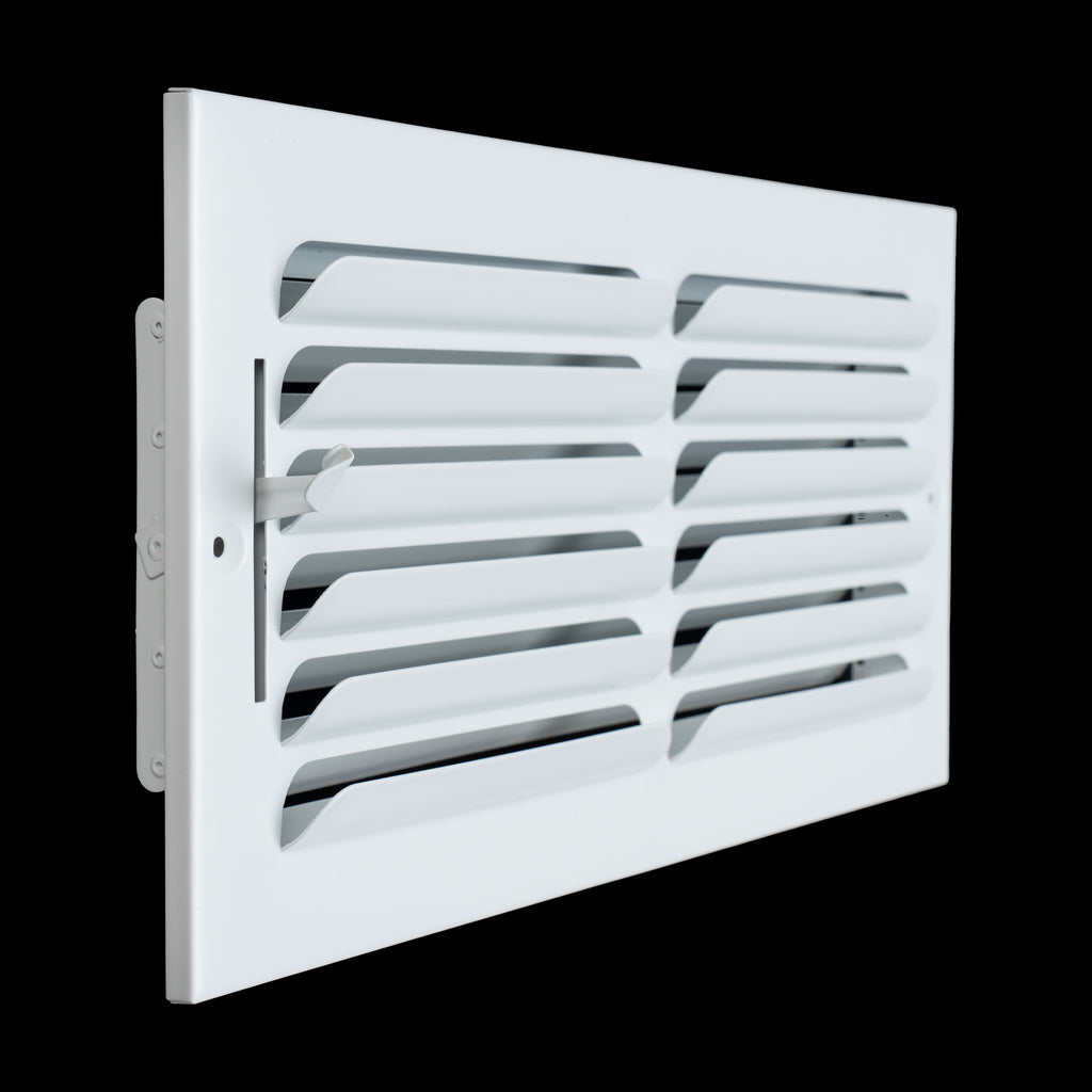 14"x6" 1-WAY Fixed Curved Blade Air Supply Diffuser | White | Outer Dimension: 15-3/4"W X 7-3/4"H