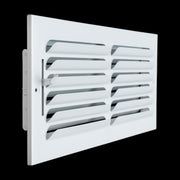 14 x 6-inch White Steel curved blade supply register, angled view