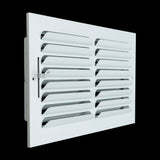 14x8 1-Way White Steel Fixed Curved Blade Air Supply Register, Directional Register Vent Cover for Sidewall Or Ceiling