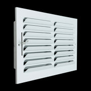14 x 8-inch White Steel curved blade supply register, angled view