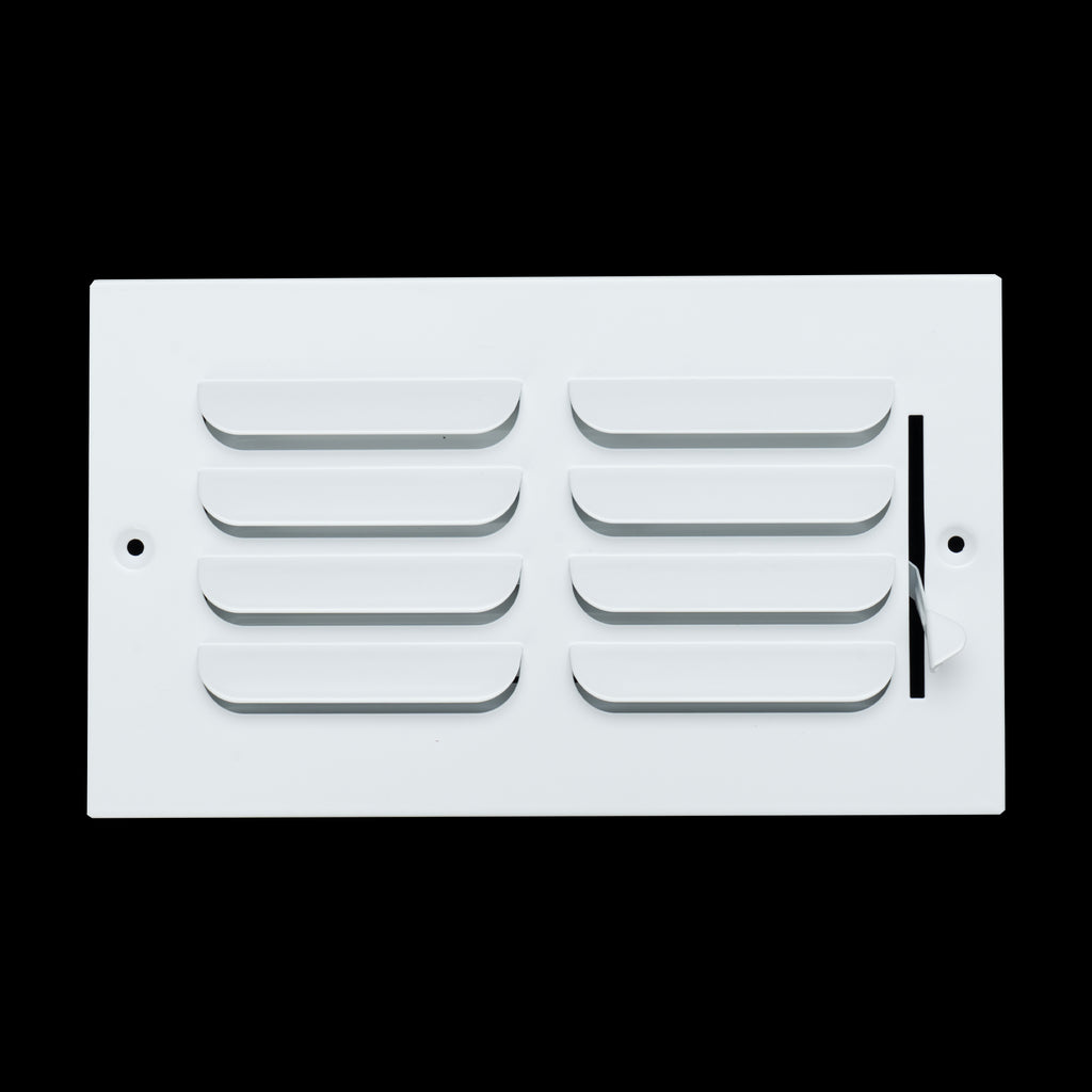 8"x4" 1-WAY Fixed Curved Blade Air Supply Diffuser | White | Outer Dimension: 9-3/4"W X 5-3/4"H