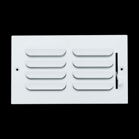 8"x4" 1-WAY Fixed Curved Blade Air Supply Diffuser | White | Outer Dimension: 9-3/4"W X 5-3/4"H