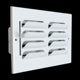 8x4 1-Way White Steel Fixed Curved Blade Air Supply Register, Directional Register Vent Cover for Sidewall Or Ceiling
