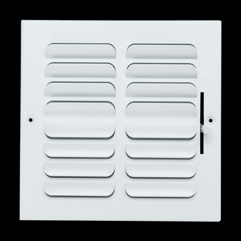 8"x8" 2-WAY Fixed Curved Blade Air Supply Diffuser | White | Outer Dimension: 9-3/4"W X 9-3/4"H