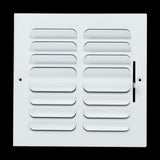 8"x8" 2-WAY Fixed Curved Blade Air Supply Diffuser | White | Outer Dimension: 9-3/4"W X 9-3/4"H