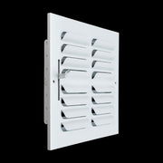 8 x 8-inch White Steel curved blade supply register, angled view