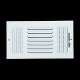 12"x6" 3-WAY Fixed Curved Blade Air Supply Diffuser | White | Outer Dimension: 13-3/4"W X 7-3/4"H