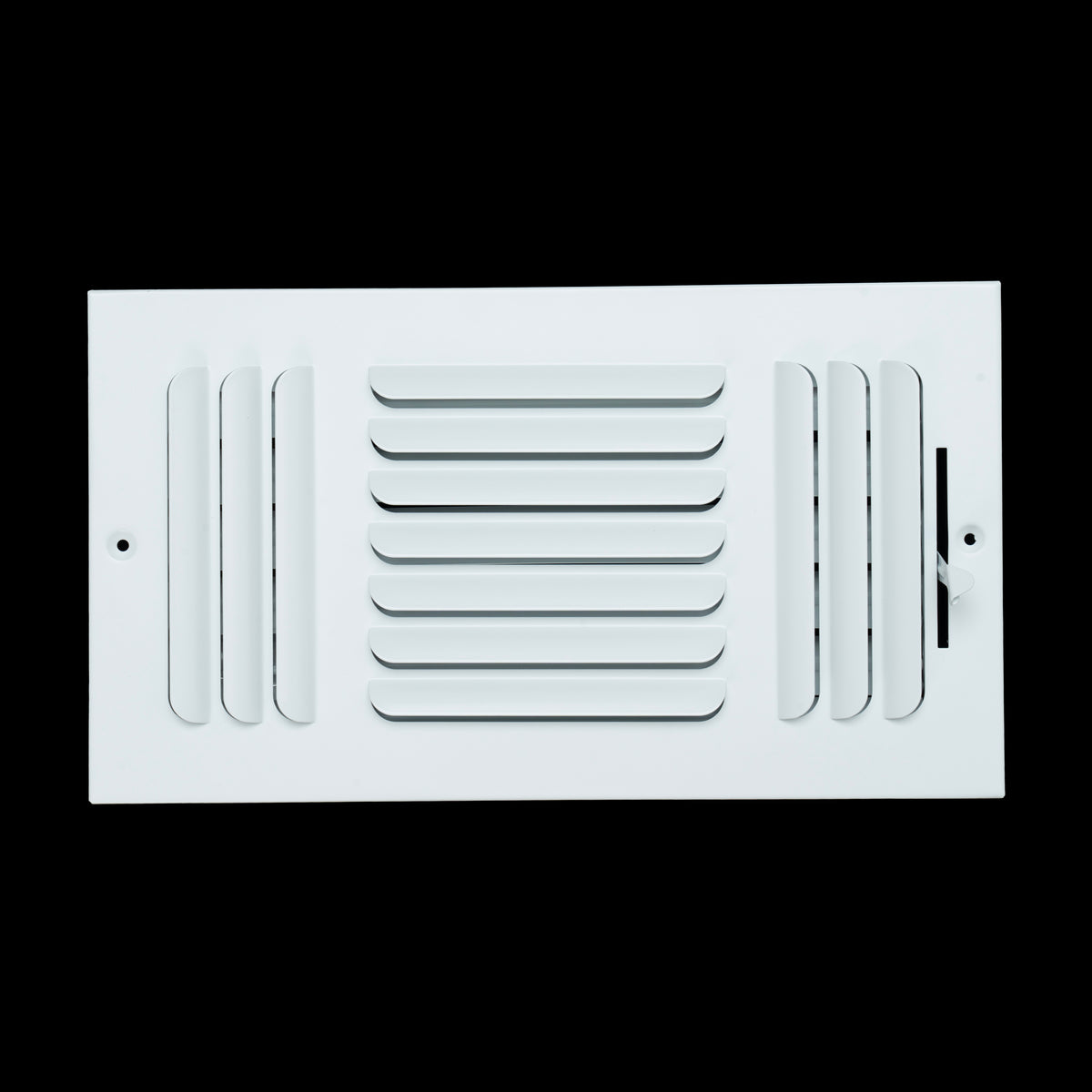 12"x6" 3-WAY Fixed Curved Blade Air Supply Diffuser | White | Outer Dimension: 13-3/4"W X 7-3/4"H