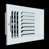 12x6 3-Way White Steel Fixed Curved Blade Air Supply Register, Directional Register Vent Cover for Sidewall Or Ceiling