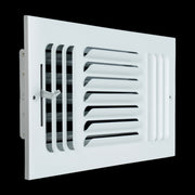 12 x 6-inch White Steel curved blade supply register, angled view