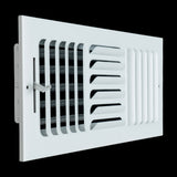 14x6 3-Way White Steel Fixed Curved Blade Air Supply Register, Directional Register Vent Cover for Sidewall Or Ceiling