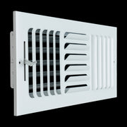 14 x 6-inch White Steel curved blade supply register, angled view