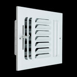 8"x6" 3-WAY Fixed Curved Blade Air Supply Diffuser | White | Outer Dimension: 9-3/4"W X 7-3/4"H