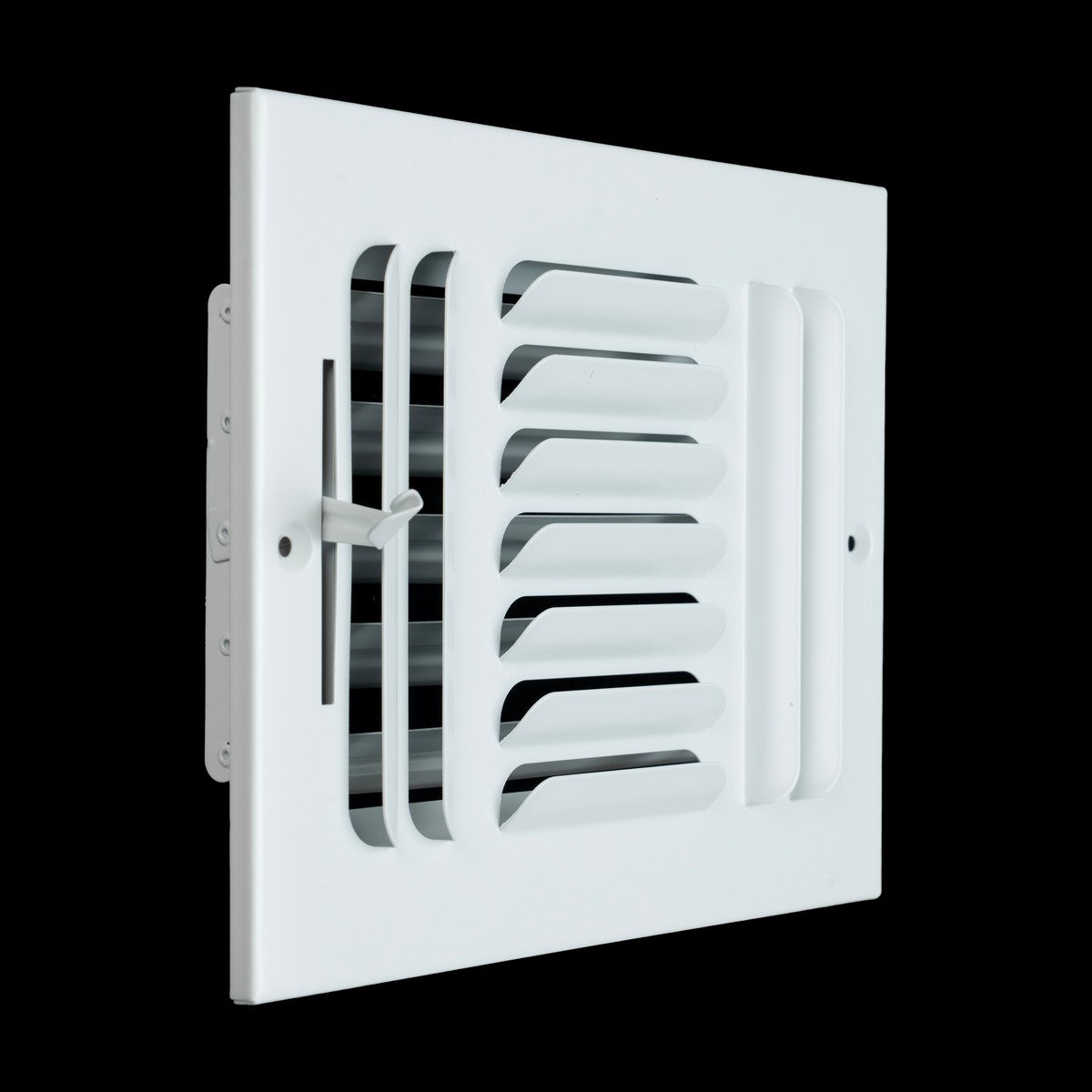 8"x6" 3-WAY Fixed Curved Blade Air Supply Diffuser | White | Outer Dimension: 9-3/4"W X 7-3/4"H