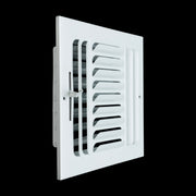 8 x 8-inch White Steel curved blade supply register, angled view
