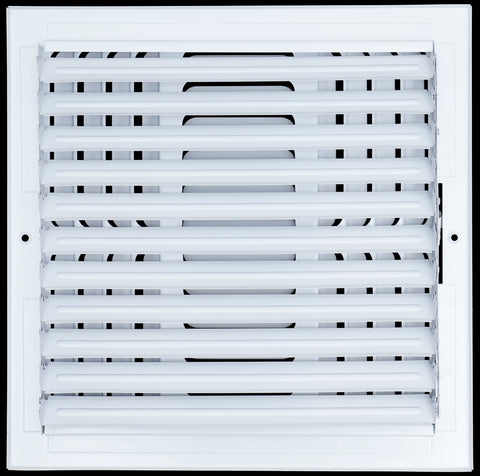 12"x12" 4-WAY Fixed Curved Blade Air Supply Diffuser | White | Outer Dimension: 13-3/4"W X 13-3/4"H
