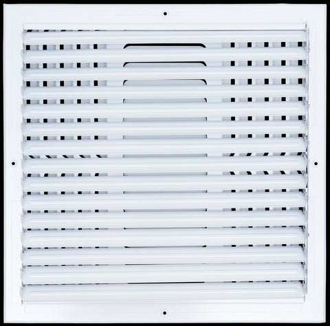 16"x16" 4-WAY Fixed Curved Blade Air Supply Diffuser | White | Outer Dimension: 17-3/4"W X 17-3/4"H