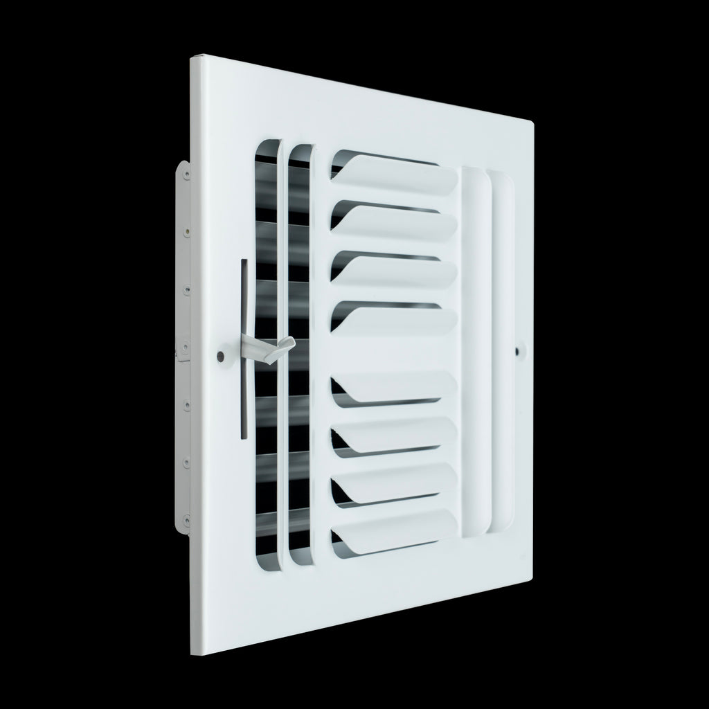 8"x8" 4-WAY Fixed Curved Blade Air Supply Diffuser | White | Outer Dimension: 9-3/4"W X 9-3/4"H